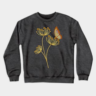 Retro Butterfly on Plant Crewneck Sweatshirt